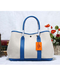 Hermes handmade original canvas garden party 30 bag G30 brilliant blue