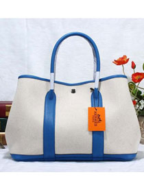 Hermes handmade original canvas garden party 36 bag G36 brilliant blue