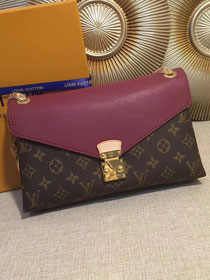 Louis vuitton original monogram canvas pallas chain bag M41200 burgundy