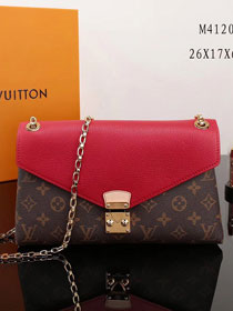 Louis vuitton original monogram canvas pallas chain bag M41201 red