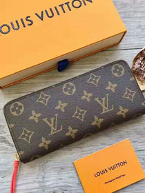 Louis vuitton monogram canvas clemence wallet m61298 rouge