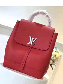 2018 louis vuitton original calfskin lockme backpack M41814 red