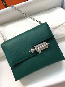 Hermes original epsom leather verrou chaine bag V23 vert fonce