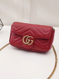 GG original calfskin marmont super mini bag 476433 red