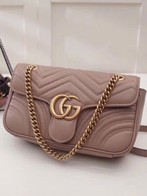 GG original calfskin marmont small shoulder bag 443497 nude