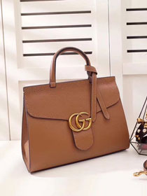 2018 GG marmont original calfskin top handle bag 421890 brown