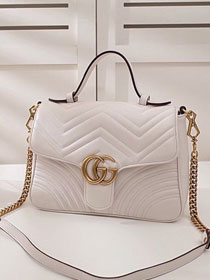 2018 GG Marmont original clafskin small top handle bag 498110 white