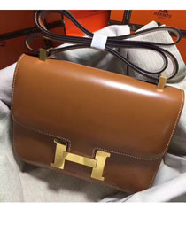 Hermes original box leather constance bag C023 coffee