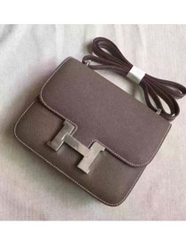 Hermes original epsom leather small constance bag C19 dark gray