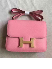 Hermes original epsom leather small constance bag C19 pink