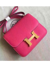 Hermes original epsom leather small constance bag C19 rose red