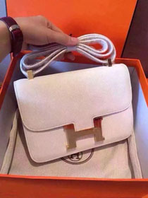 Hermes original epsom leather small constance bag C19 white