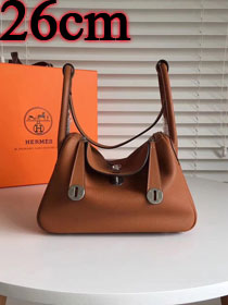 Hermes original top togo leather small lindy 26 bag H26 gold brown