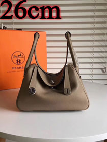 Hermes original top togo leather small lindy 26 bag H26 etoupe grey