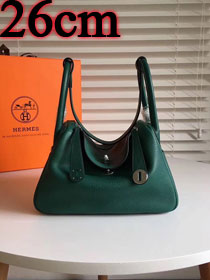 Hermes original top togo leather small lindy 26 bag H26 vert fonce