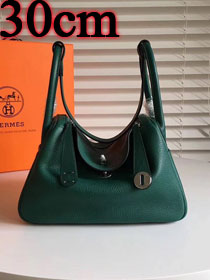 Hermes original top togo leather medium lindy 30 bag HL030 vert fonce