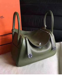 Hermes original top togo leather large lindy 34 bag H034 blackish green