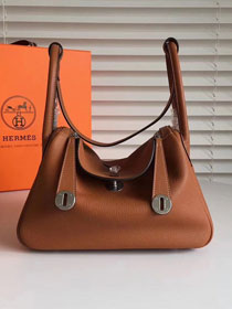 Hermes original top togo leather large lindy 34 bag H034 brown