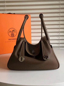 Hermes original top togo leather large lindy 34 bag H034 dark coffee