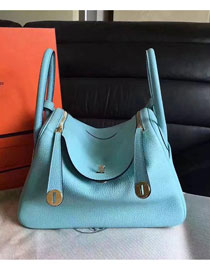 Hermes original top togo leather large lindy 34 bag H034 lake blue