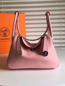 Hermes original top togo leather large lindy 34 bag H034 rose sakura