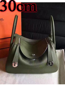 Hermes original top togo leather medium lindy 30 bag HL030 blackish green