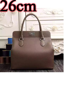 Hermes original togo leather small toolbox handbag T26 dark coffee