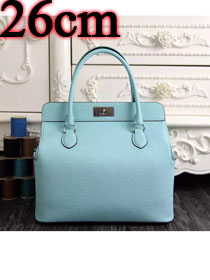 Hermes original togo leather small toolbox handbag T26 sky blue