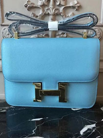 Hermes epsom leather constance 23 bag C230 sky blue