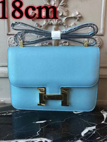 Hermes epsom leather small constance bag C19 sky blue