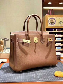 Top hermes 100% totally handmade original togo leather birkin 35 bag H350 coffee