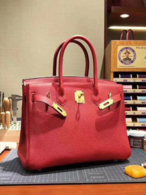 Top hermes 100% totally handmade original togo leather birkin 35 bag H350 red