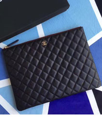 CC original grained calfskin large clutch A10066 black