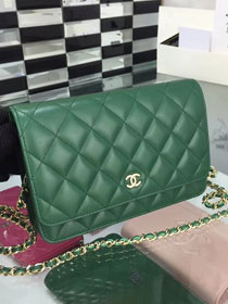 CC original lambskin leather woc chain bag 33814-1 green