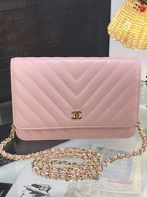 CC original lambskin leather woc chain bag 33814-2 pink