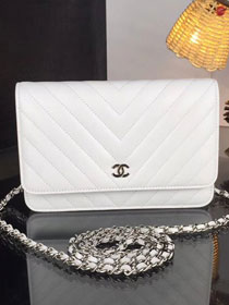 CC original lambskin leather woc chain bag 33814-2 white