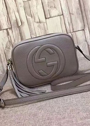 GG original calfskin leather shoulder bag 308364 gray