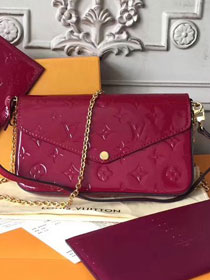 2018 louis vuitton original monogram vernis pochette felicie M61469 bordeaux