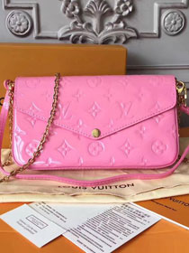 2018 louis vuitton original monogram vernis pochette felicie M61469 pink