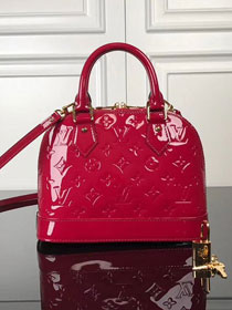 Louis vuitton original monogram vernis leather alma BB M50565 rose red