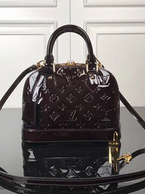 Louis vuitton original monogram vernis leather alma BB M91678 burgundy