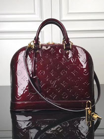 Louis vuitton original monogram vernis leather alma pm M91611 burgundy