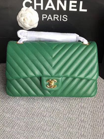 CC original lambskin medium double flap bag A1112-3 green