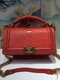 CC original python leather medium le boy flap bag 67086 red