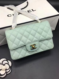 CC original grained calfskin mini flap bag A69900 light green