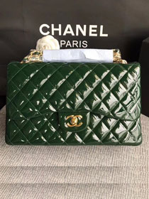 CC original patent calfskin large flap bag A69902 green