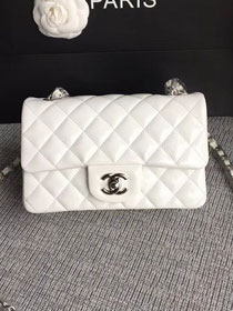 CC original patent calfskin mini flap bag A69900 white