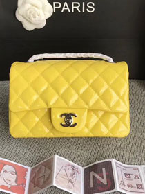 CC original patent calfskin mini flap bag A69900 yellow