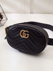 2018 GG Marmont matelasse leather belt bag 476434 black