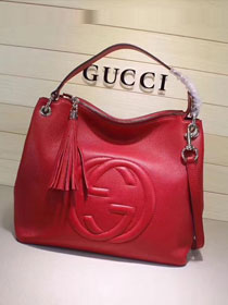 GG Calfskin Leather Top Shoulder Bag 408825 red